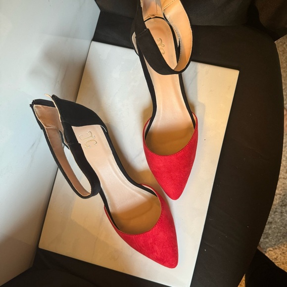 Suede journeys, Kova black red size 9 wedge pump - Picture 5 of 6